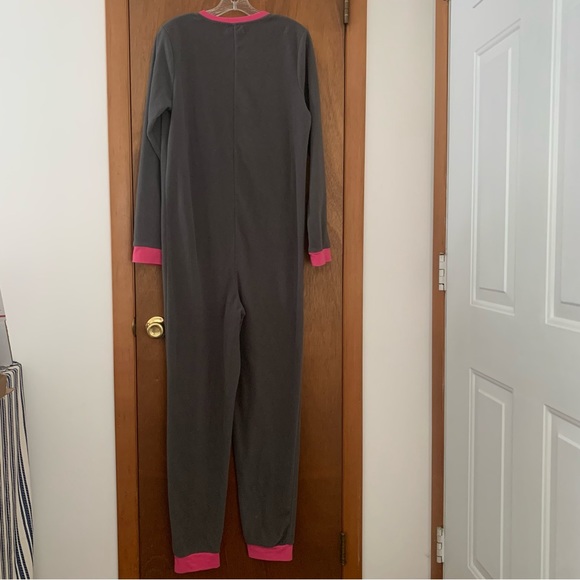 Women’s L SLEEPYHEADS Gray & Hot Pink Zip Front Fleece 1-PC Pajamas w/ Pockets - Picture 9 of 12